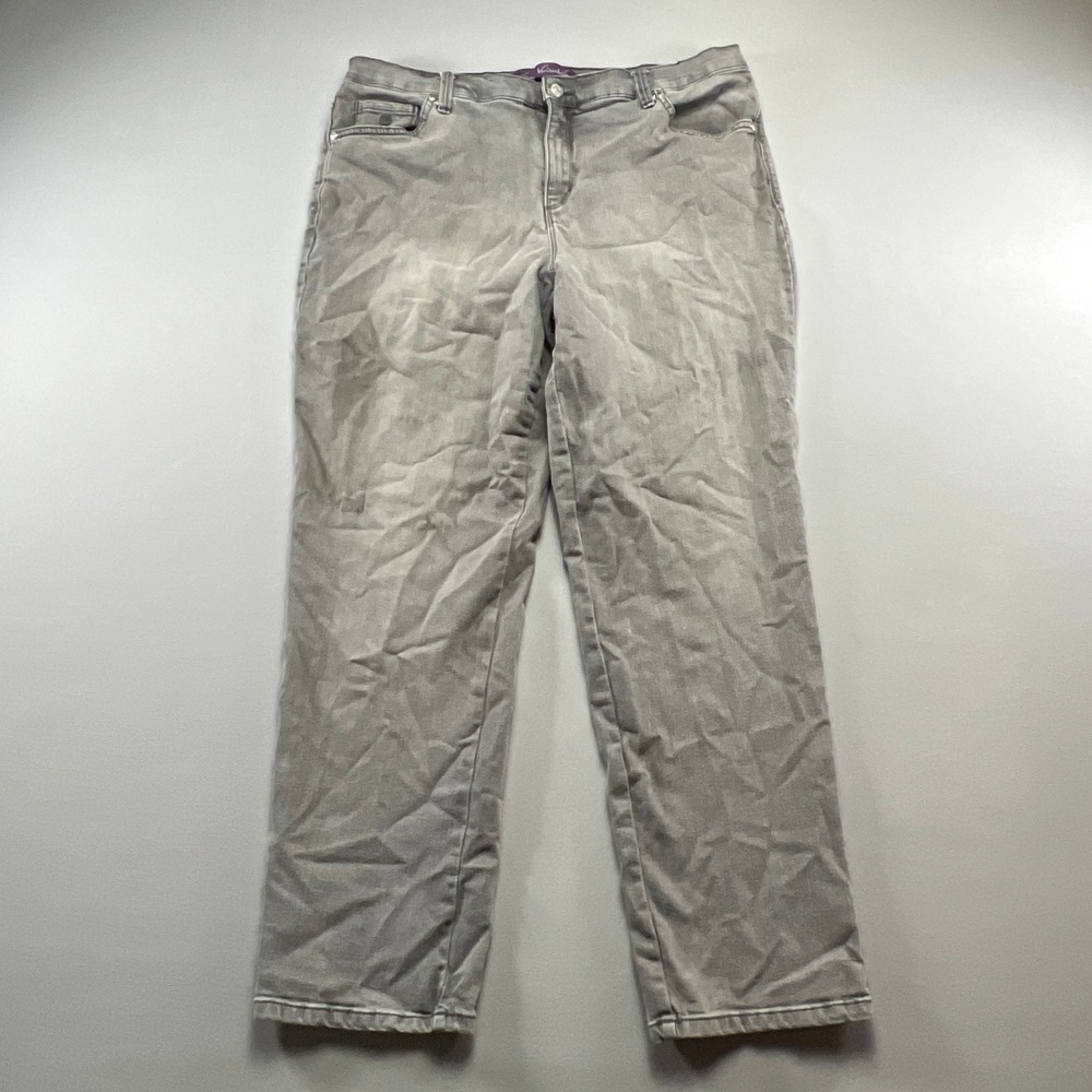 Gloria Vanderbilt Amanda Straight Jeans Womens 16W Gray Denim Cotton Stretch